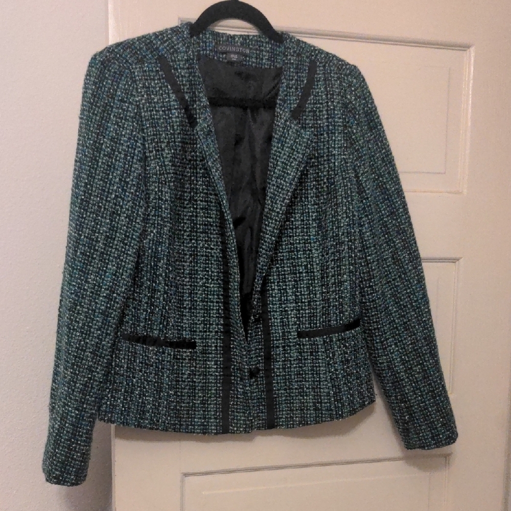 Women's Tweed Jacket in Green and Black